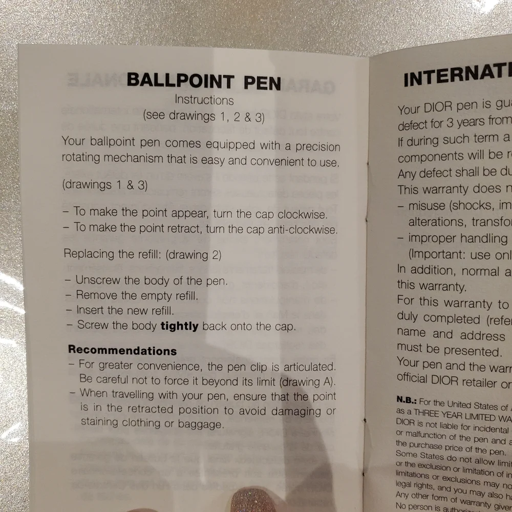 Christian Dior NIB Ballpoint Blue Pen